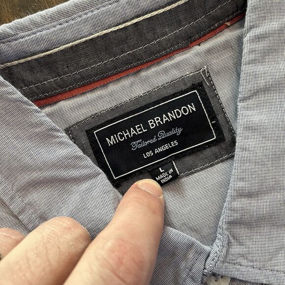 MICHAEL BRANDON BUTTON DOWN SHIRT MEN LARGE BLUE LONG SLEEVE COLLARED SOFT TOUCH - Picture 5 of 10